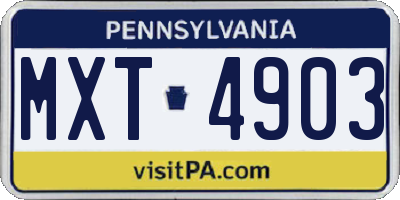 PA license plate MXT4903