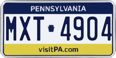 PA license plate MXT4904