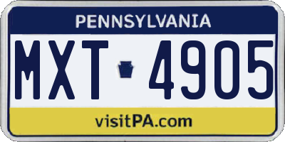 PA license plate MXT4905