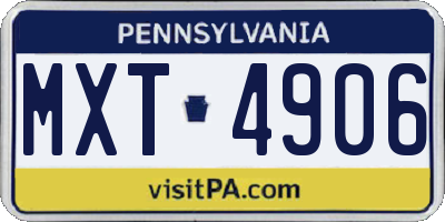 PA license plate MXT4906