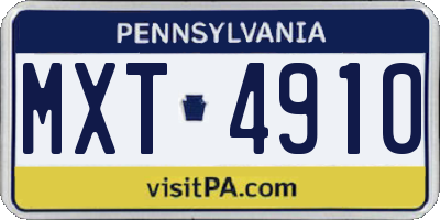PA license plate MXT4910
