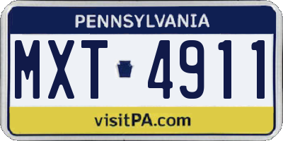 PA license plate MXT4911