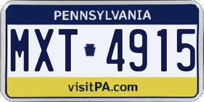 PA license plate MXT4915