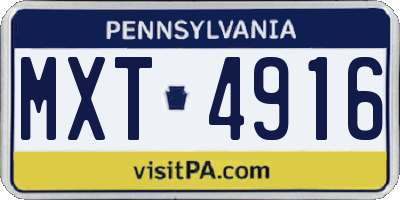 PA license plate MXT4916