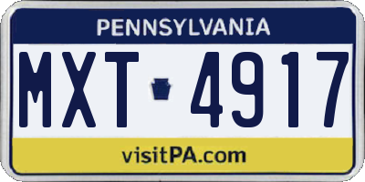 PA license plate MXT4917