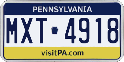 PA license plate MXT4918