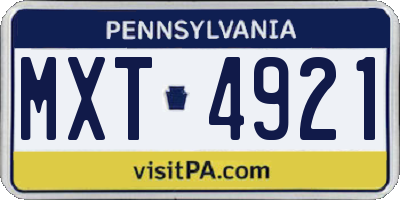 PA license plate MXT4921