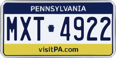 PA license plate MXT4922
