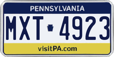 PA license plate MXT4923