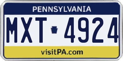 PA license plate MXT4924
