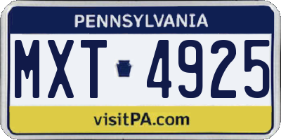 PA license plate MXT4925
