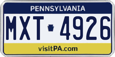 PA license plate MXT4926