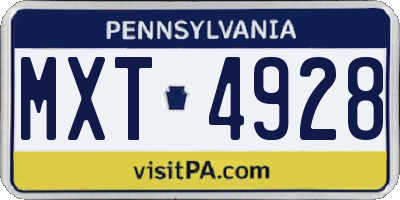 PA license plate MXT4928