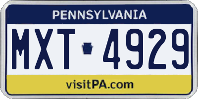 PA license plate MXT4929