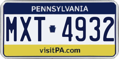 PA license plate MXT4932