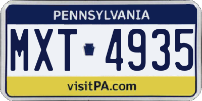 PA license plate MXT4935