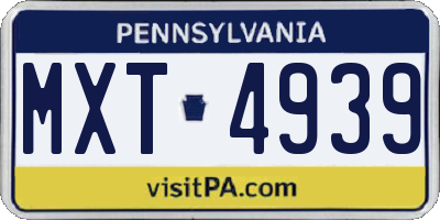 PA license plate MXT4939