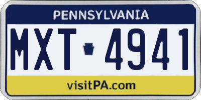 PA license plate MXT4941