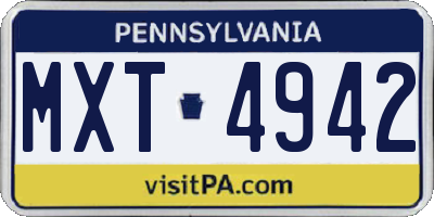 PA license plate MXT4942