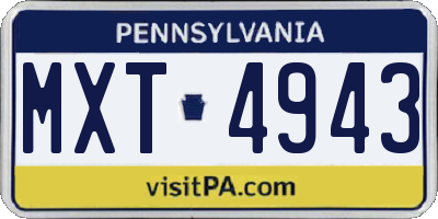 PA license plate MXT4943