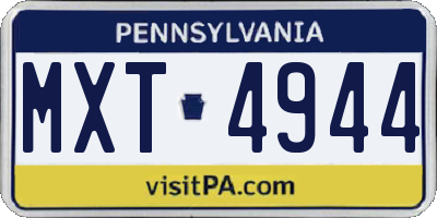 PA license plate MXT4944