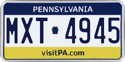 PA license plate MXT4945