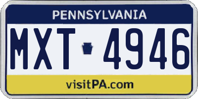 PA license plate MXT4946
