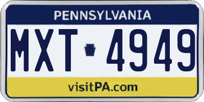 PA license plate MXT4949