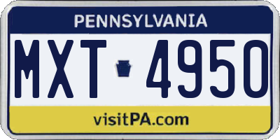 PA license plate MXT4950