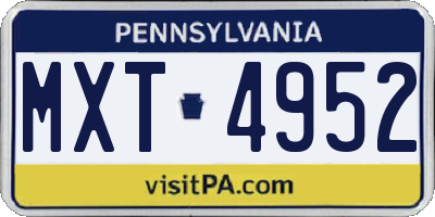PA license plate MXT4952