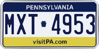 PA license plate MXT4953