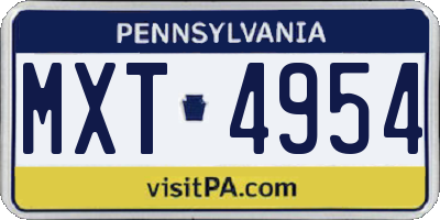 PA license plate MXT4954