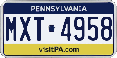 PA license plate MXT4958