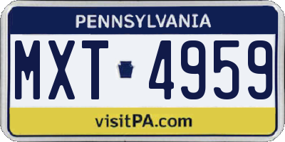 PA license plate MXT4959