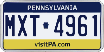 PA license plate MXT4961