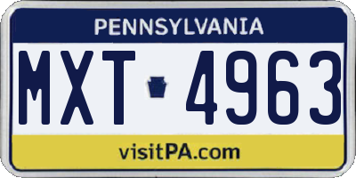 PA license plate MXT4963