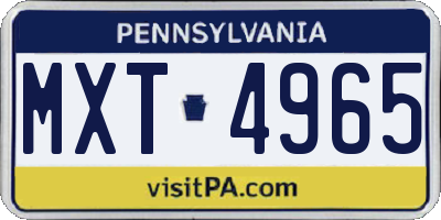 PA license plate MXT4965