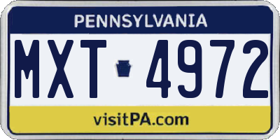 PA license plate MXT4972