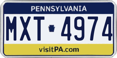 PA license plate MXT4974