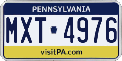 PA license plate MXT4976