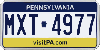 PA license plate MXT4977