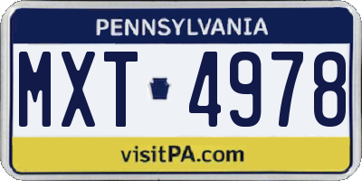 PA license plate MXT4978