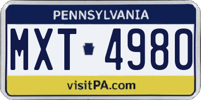 PA license plate MXT4980