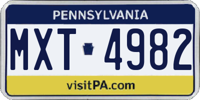 PA license plate MXT4982
