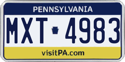 PA license plate MXT4983