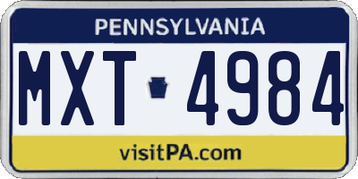PA license plate MXT4984
