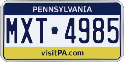 PA license plate MXT4985