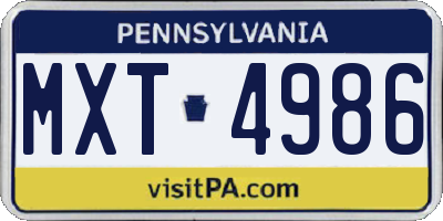 PA license plate MXT4986