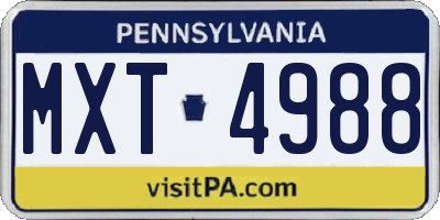 PA license plate MXT4988