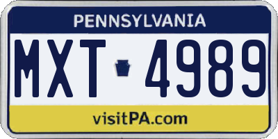 PA license plate MXT4989